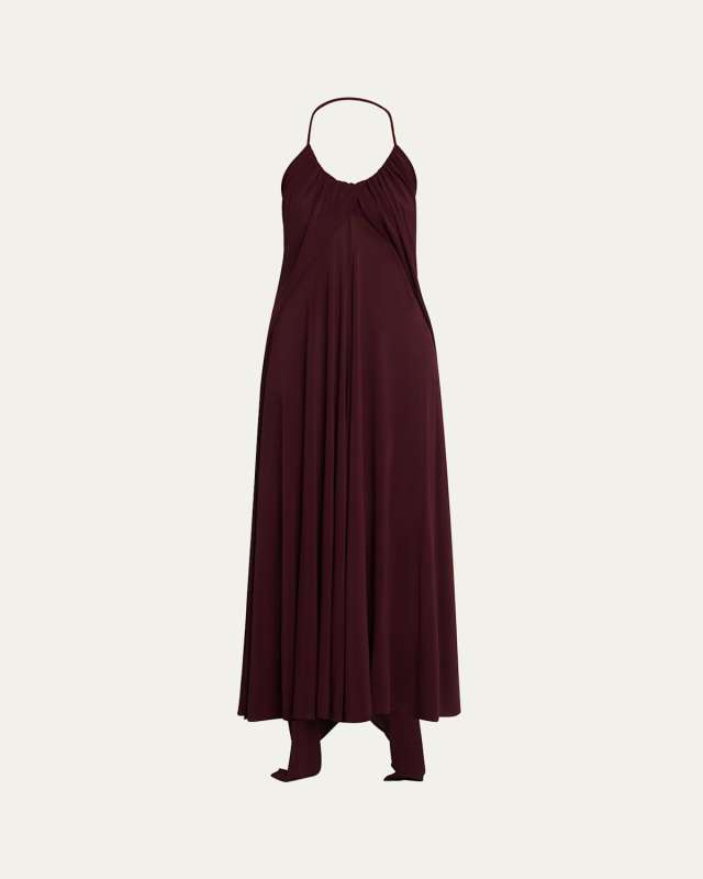 Draped Halter Backless Gown